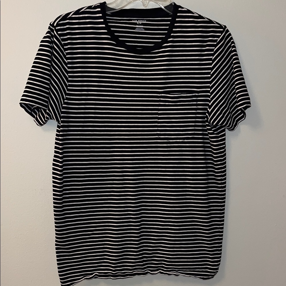 Club Monaco Black and White Striped Tee